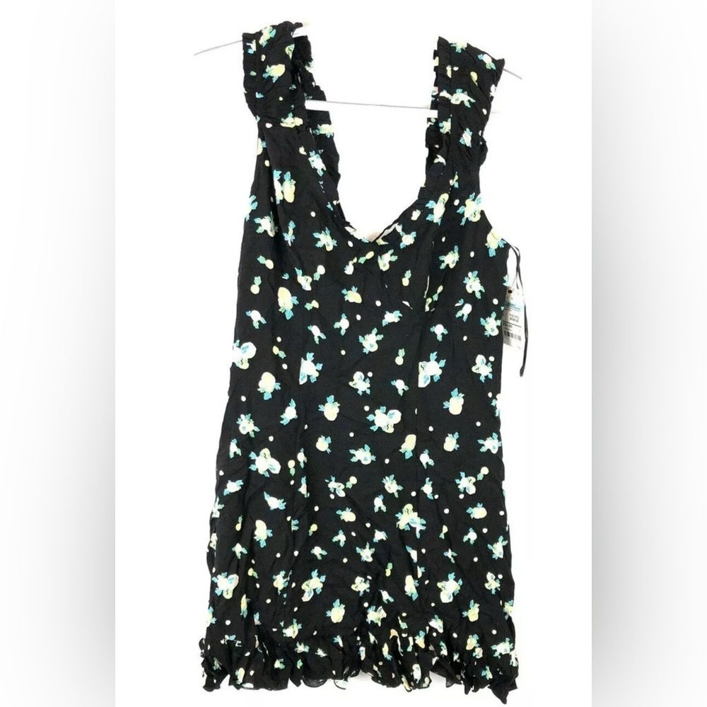 Free People Womens Like A Lady Sleeveless Printed Mini Dress Black Medium